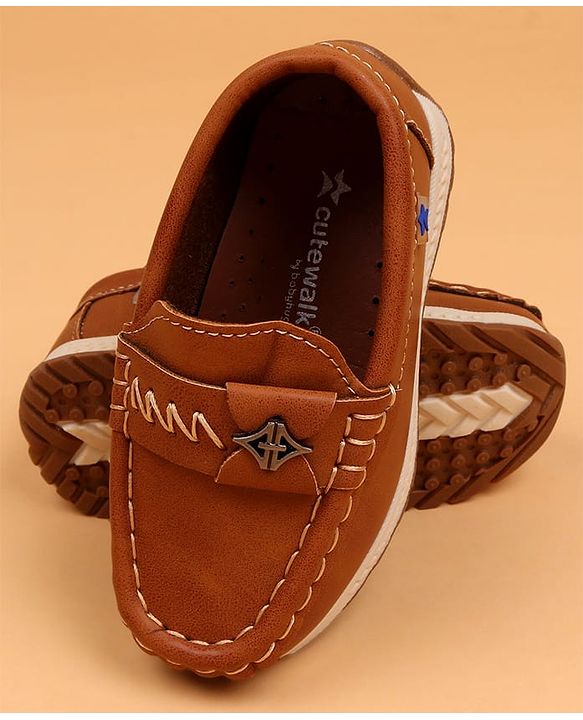 Cute Walk by Babyhug Slip On Solid Loafers - Tan