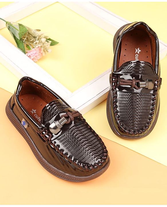 Cute Walk by Babyhug Slip On Solid Oxford Shoes - Brown