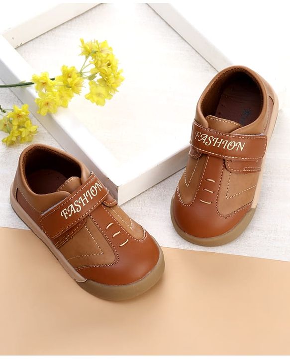 Cute Walk by Babyhug Velcro Closure Solid Oxfords - Beige
