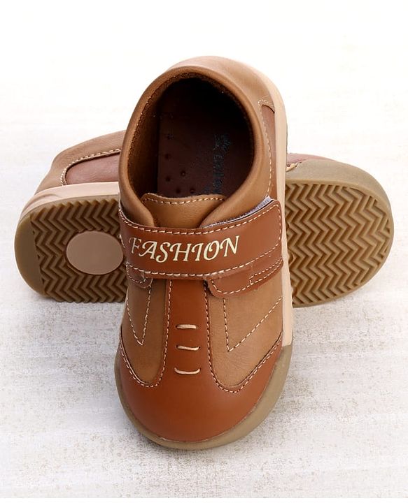 Cute Walk by Babyhug Velcro Closure Solid Oxfords - Beige