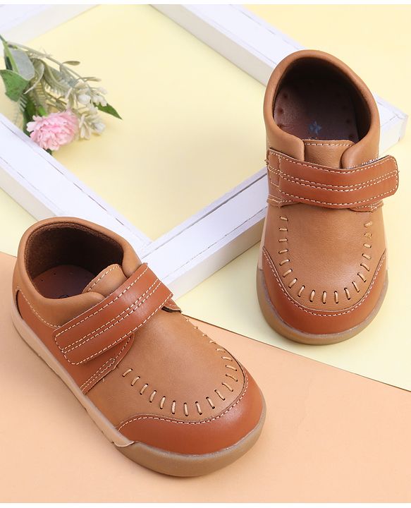 Cute Walk by Babyhug Formal Shoes With Velcro Closure - Brown