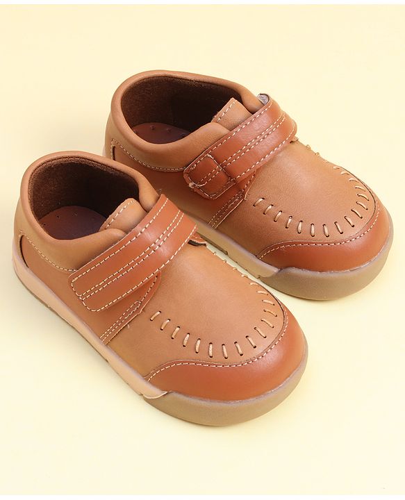 Cute Walk by Babyhug Formal Shoes With Velcro Closure - Brown
