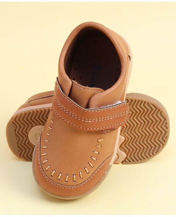 Cute Walk by Babyhug Formal Shoes With Velcro Closure - Brown