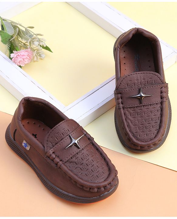 Cute Walk by Babyhug Loafer With Star Applique - Brown