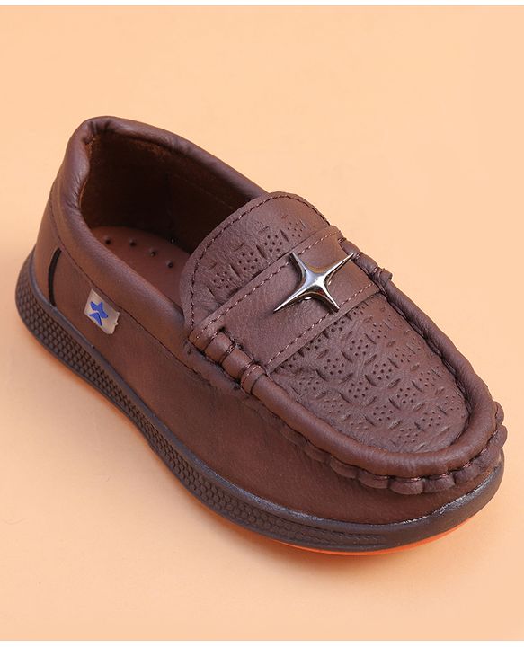 Cute Walk by Babyhug Loafer With Star Applique - Brown