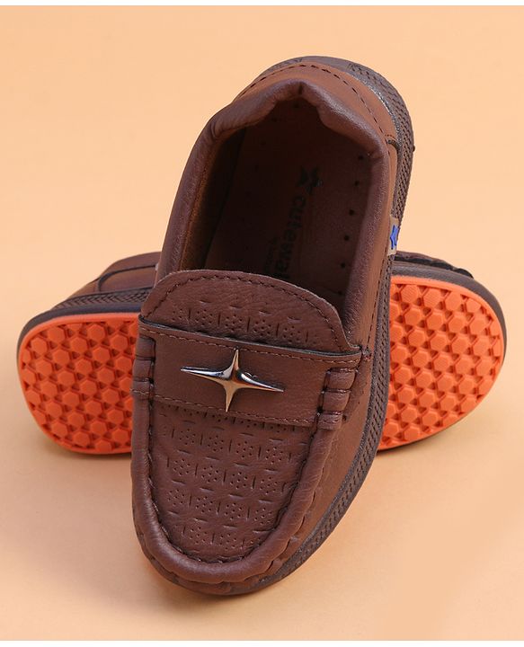 Cute Walk by Babyhug Loafer With Star Applique - Brown