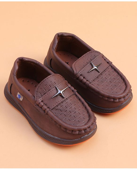 Cute Walk by Babyhug Loafer With Star Applique - Brown