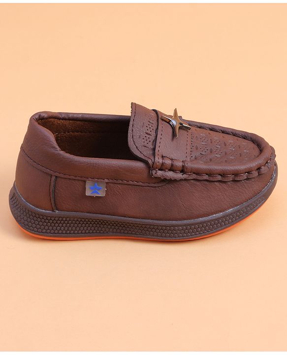 Cute Walk by Babyhug Loafer With Star Applique - Brown