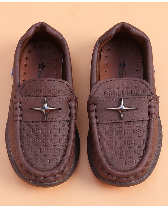 Cute Walk by Babyhug Loafer With Star Applique - Brown