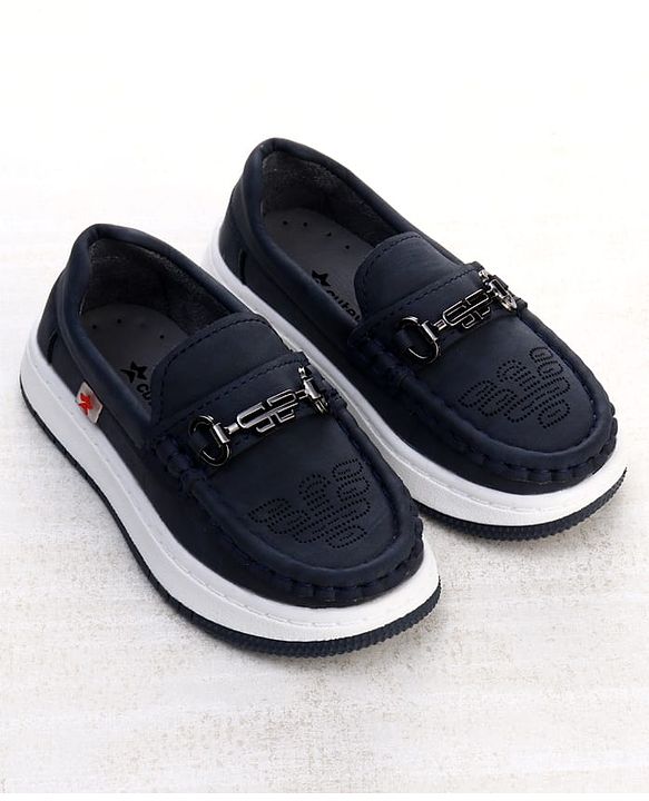 Cute Walk by Babyhug Formal Shoes With Textured Design - Navy Blue