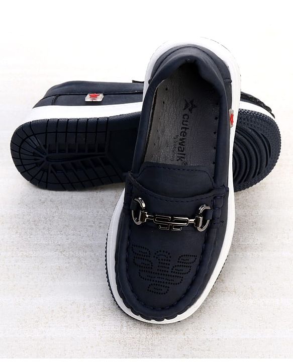 Cute Walk by Babyhug Formal Shoes With Textured Design - Navy Blue