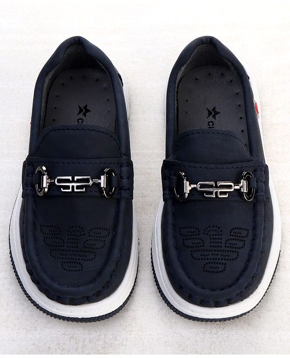 Cute Walk by Babyhug Formal Shoes With Textured Design - Navy Blue