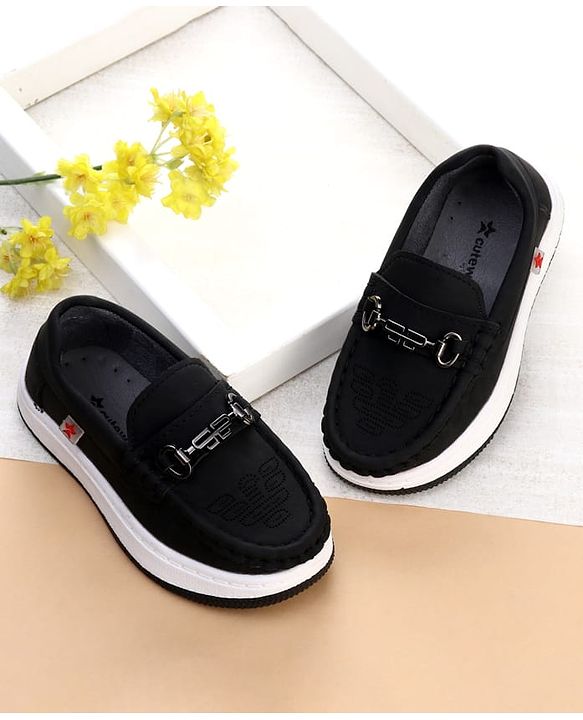 Cute Walk by Babyhug Formal Shoes With Textured Design - Navy Blue
