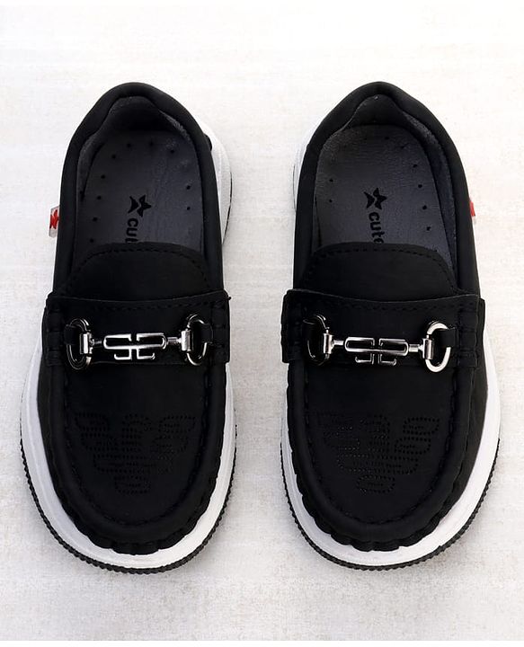 Cute Walk by Babyhug Formal Shoes With Textured Design - Navy Blue