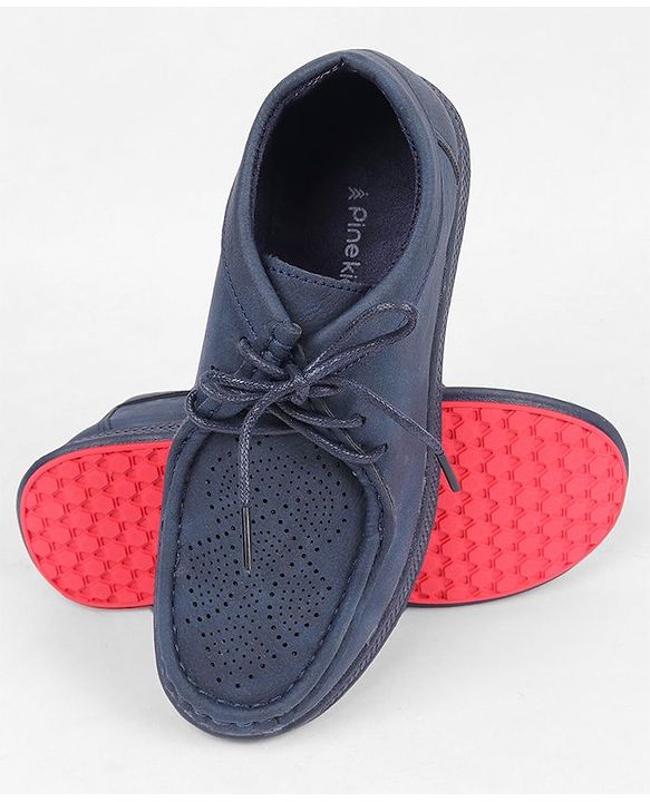 Pine Kids Formal Shoes With Lace Textured Design - Brown