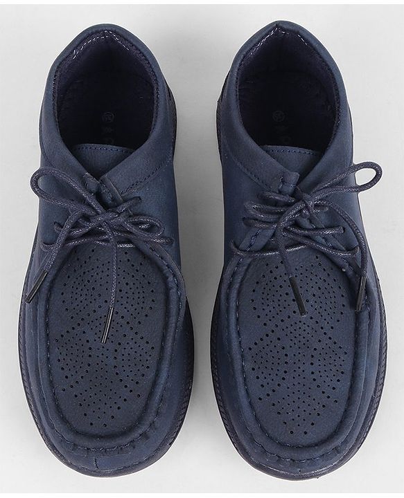 Pine Kids Formal Shoes With Lace Textured Design - Brown