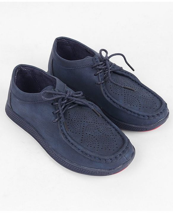Pine Kids Formal Shoes With Lace Textured Design - Brown
