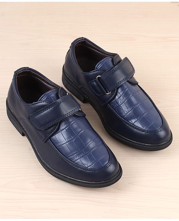 Pine Kids Velcro Closure Solid Oxfords - Navy Blue