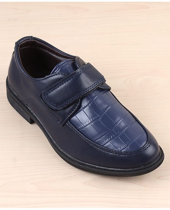 Pine Kids Velcro Closure Solid Oxfords - Navy Blue