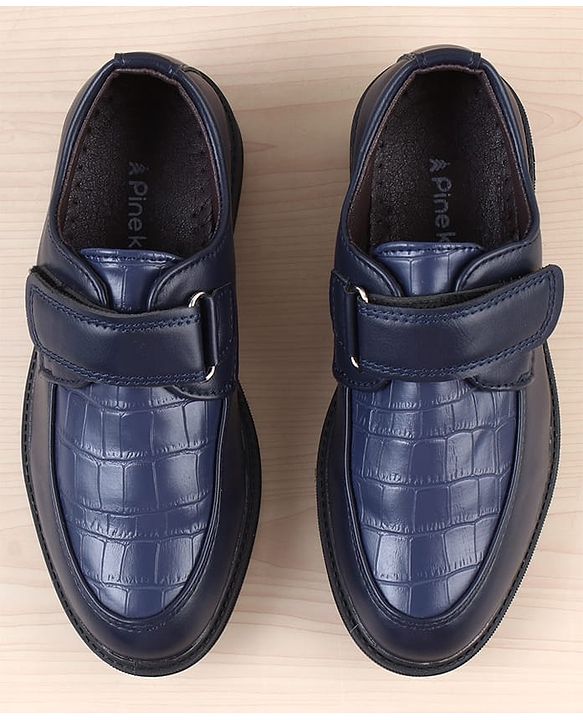 Pine Kids Velcro Closure Solid Oxfords - Navy Blue