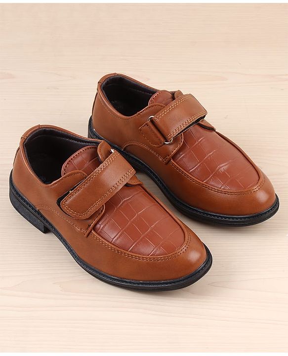 Pine Kids Velcro Closure Solid Oxfords - Brown