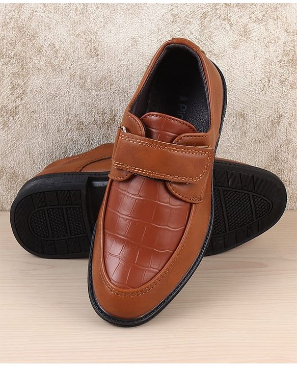 Pine Kids Velcro Closure Solid Oxfords - Brown