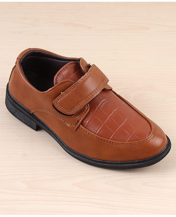 Pine Kids Velcro Closure Solid Oxfords - Brown
