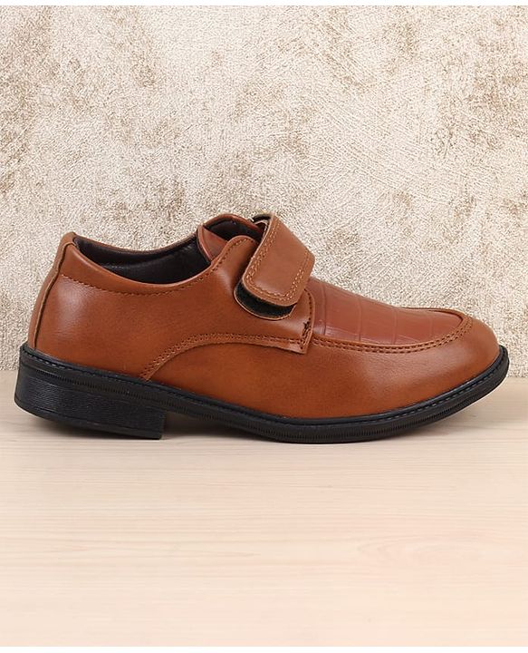 Pine Kids Velcro Closure Solid Oxfords - Brown