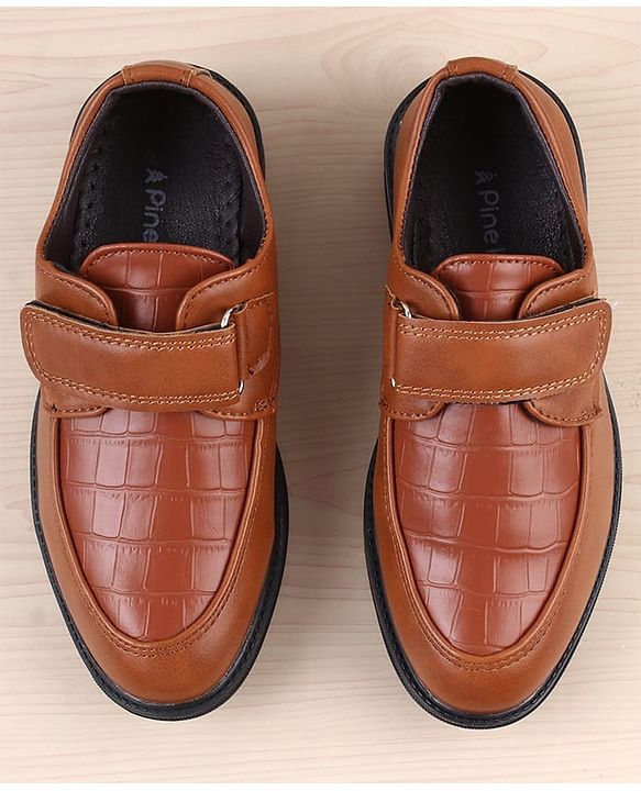 Pine Kids Velcro Closure Solid Oxfords - Brown