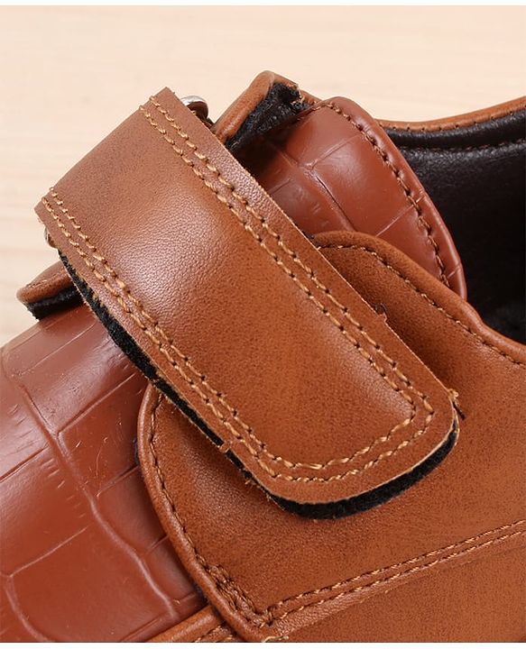Pine Kids Velcro Closure Solid Oxfords - Brown