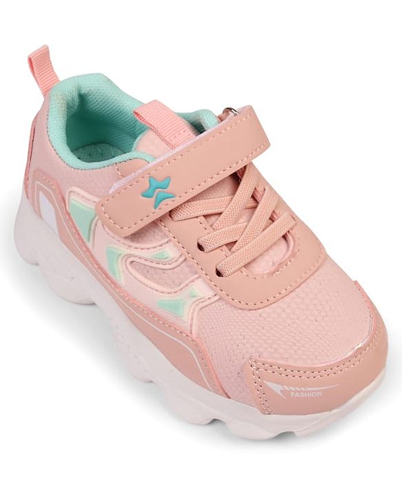 Cute Walk by Babyhug Velcro Closure Sneakers With Lace Detailing & Logo - Pink