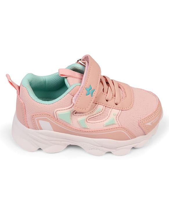 Cute Walk by Babyhug Velcro Closure Sneakers With Lace Detailing & Logo - Pink