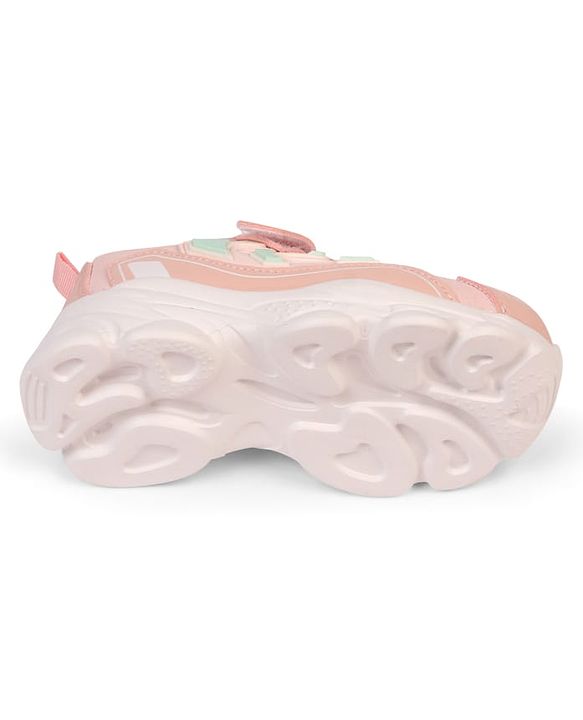 Cute Walk by Babyhug Velcro Closure Sneakers With Lace Detailing & Logo - Pink