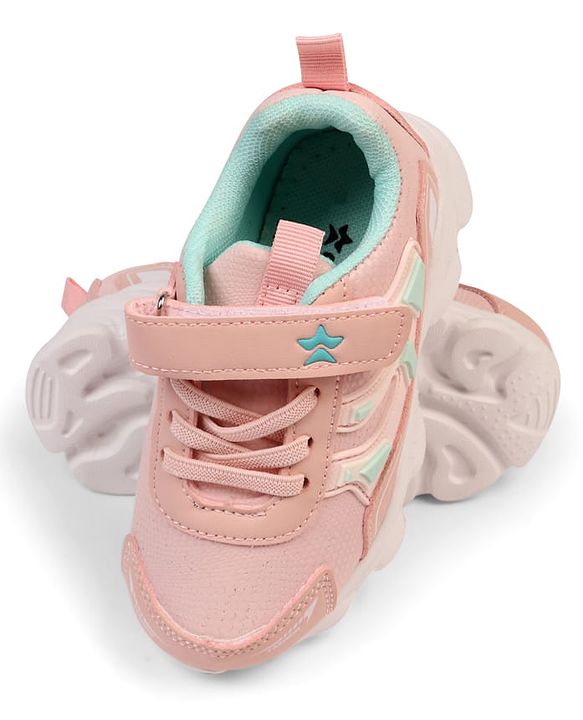 Cute Walk by Babyhug Velcro Closure Sneakers With Lace Detailing & Logo - Pink