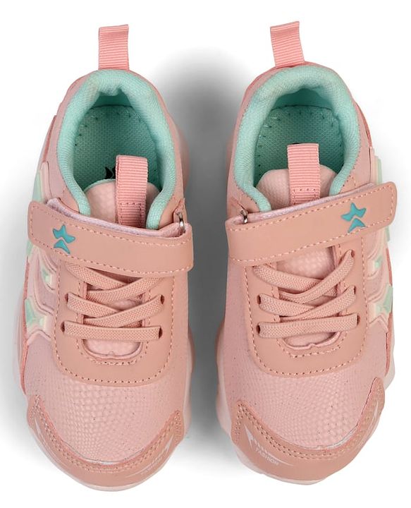 Cute Walk by Babyhug Velcro Closure Sneakers With Lace Detailing & Logo - Pink
