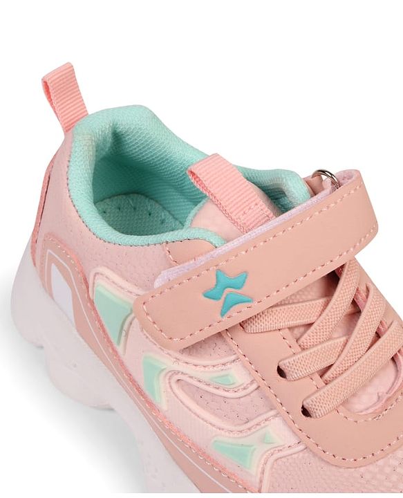 Cute Walk by Babyhug Velcro Closure Sneakers With Lace Detailing & Logo - Pink