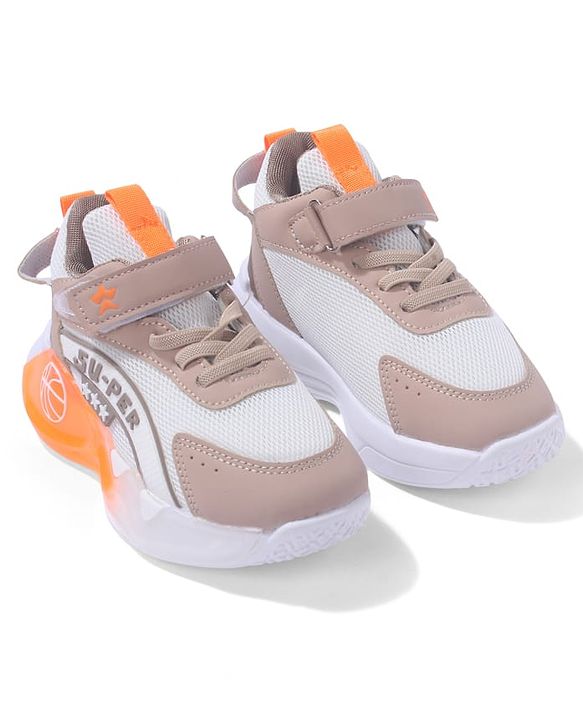 Cute Walk by Babyhug Sneaker Shoes With Velcro Closure & Text Design - Orange