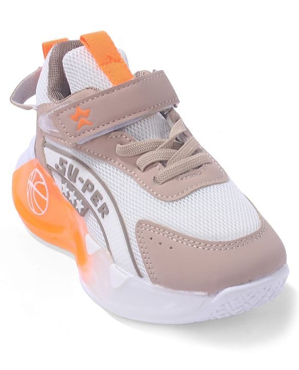 Cute Walk by Babyhug Sneaker Shoes With Velcro Closure & Text Design - Orange