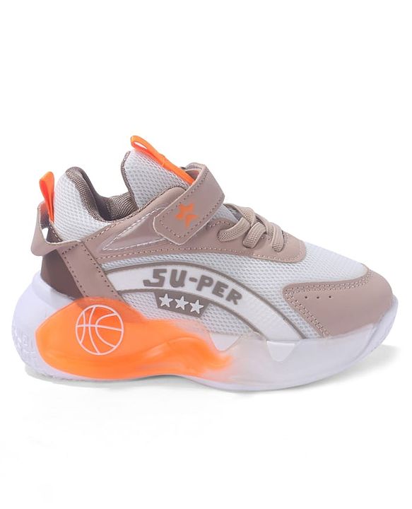 Cute Walk by Babyhug Sneaker Shoes With Velcro Closure & Text Design - Orange