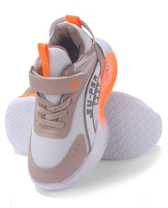 Cute Walk by Babyhug Sneaker Shoes With Velcro Closure & Text Design - Orange