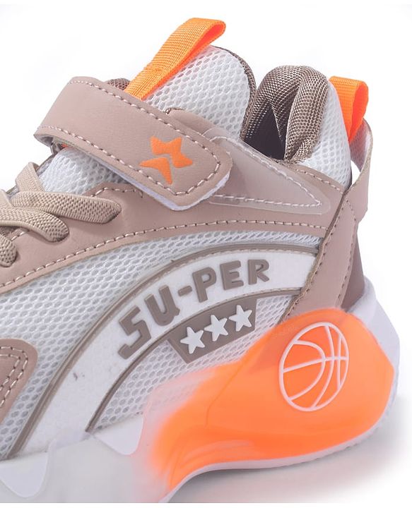 Cute Walk by Babyhug Sneaker Shoes With Velcro Closure & Text Design - Orange