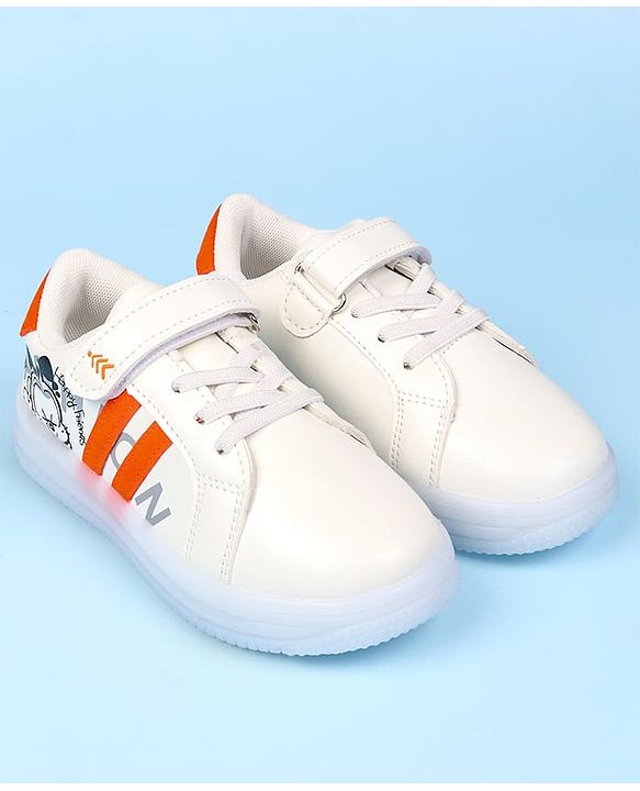 Pine Kids Velcro Closure Solid Sneaker Shoes - Orange