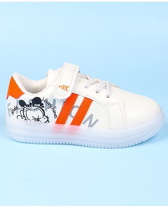 Pine Kids Velcro Closure Solid Sneaker Shoes - Orange