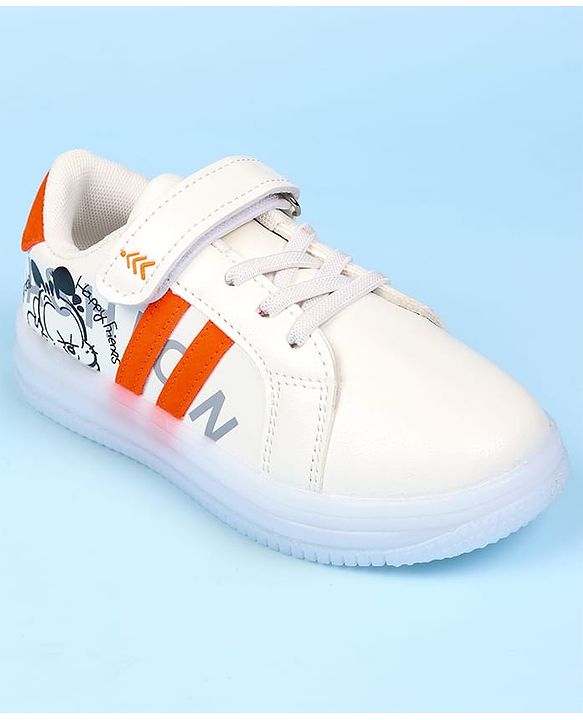 Pine Kids Velcro Closure Solid Sneaker Shoes - Orange