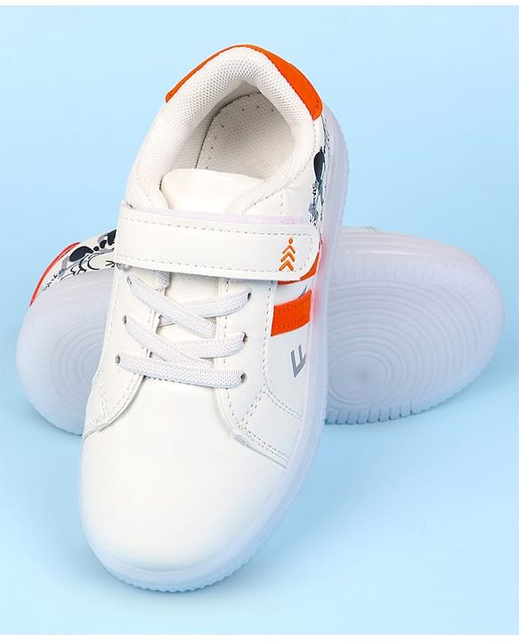 Pine Kids Velcro Closure Solid Sneaker Shoes - Orange