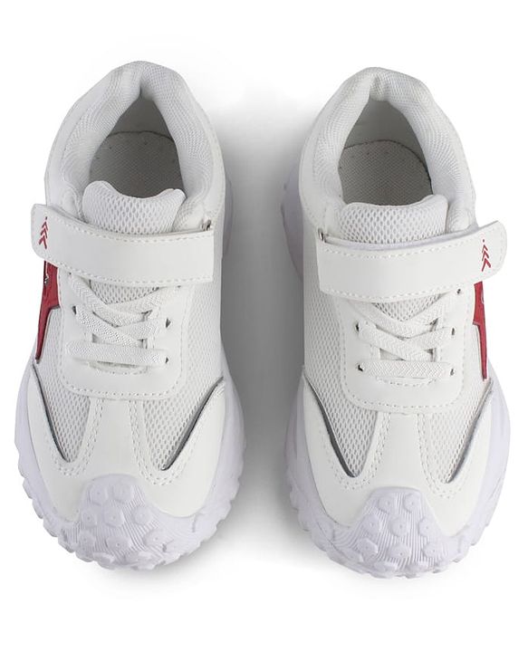 Pine Kids Solid Sneaker Shoes With Velcro Closure - White