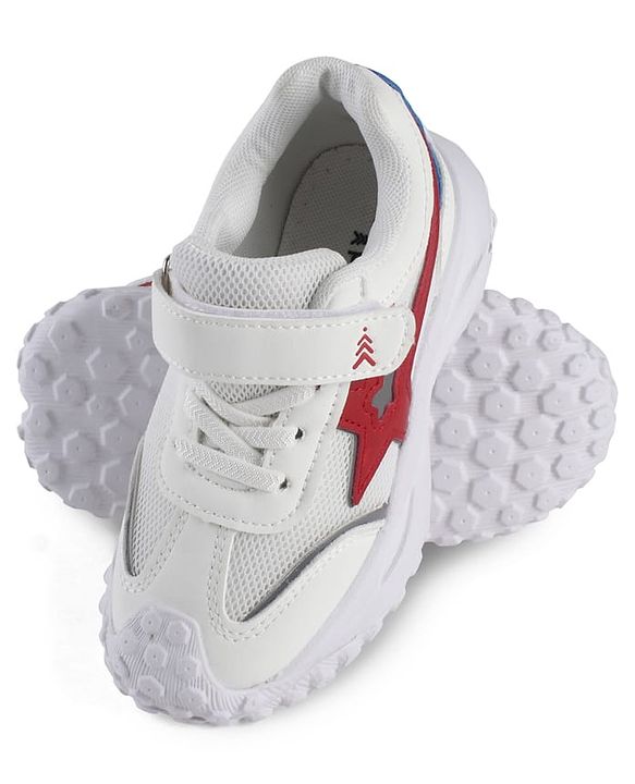 Pine Kids Solid Sneaker Shoes With Velcro Closure - White