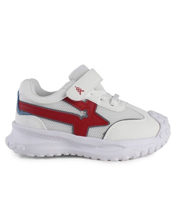 Pine Kids Solid Sneaker Shoes With Velcro Closure - White