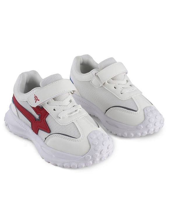 Pine Kids Solid Sneaker Shoes With Velcro Closure - White