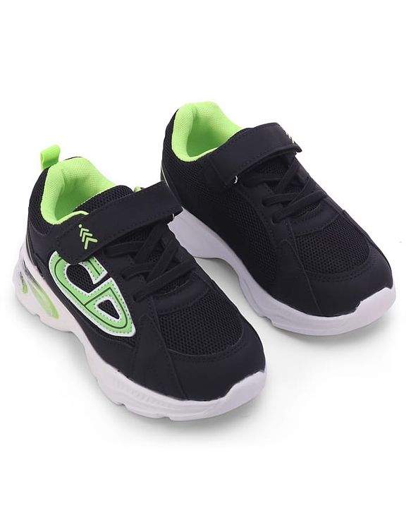 Pine Kids Velcro Closure Sneaker Shoes with Applique - Black